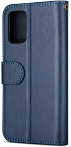 Луксозен кожен калъф тефтер с цип и визитник за Samsung Galaxy S20 FE G780F тъмно син